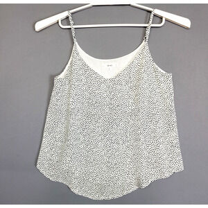 Anthropologie MINE Camisole Tank Top Womens S White Black Polka Dots NWOT